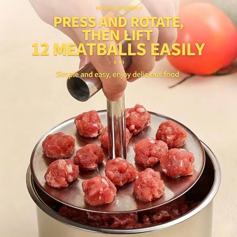 Upgrade 6/12 Ball Manual Meatball Maker Tool, Stainless Steel Meatball Making Mold, Home Cooking Tools for Kitchen