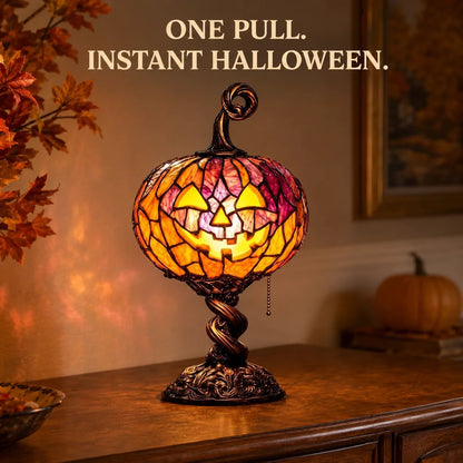 🔥HOT SALE🎃 🎉Halloween Stained Glass Style Pumpkin Table Lamp