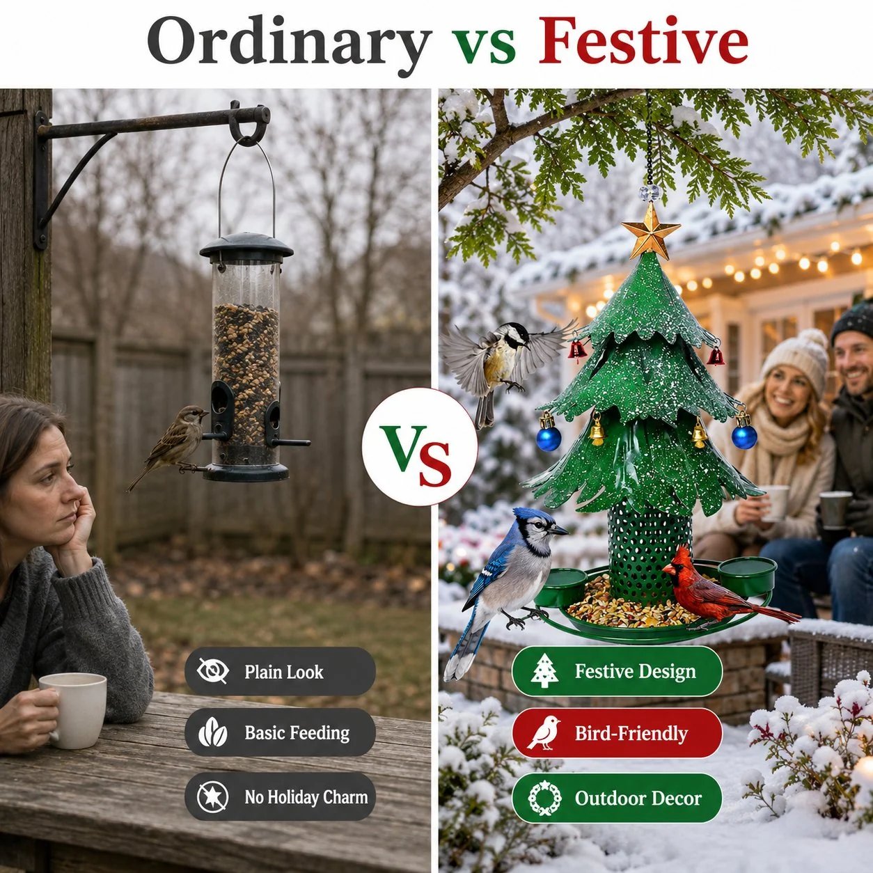 🔥HOT SALE🔥Christmas Tree Bird Feeder 🎄 Festive Backyard Holiday Decor