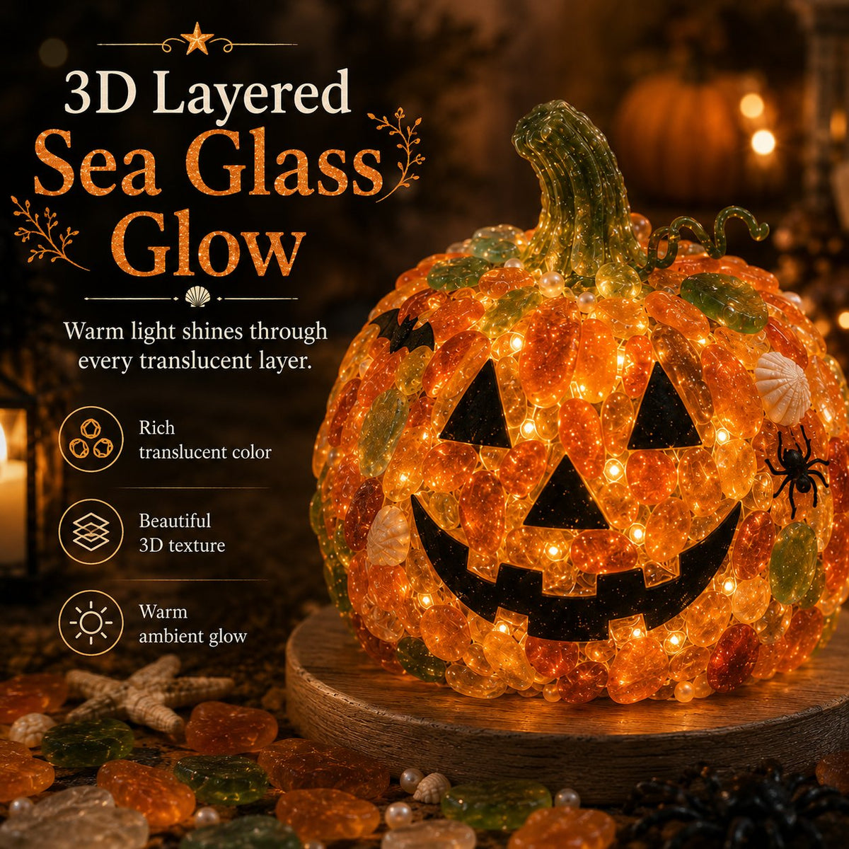 💯⏳49% OFF – 🎃 Beginner-Friendly DIY Lighted Sea Glass Halloween Character Kit Collection | Complete Kit with Sea Glass Pieces, LED Lights & Step-by-Step Guide Included 💕