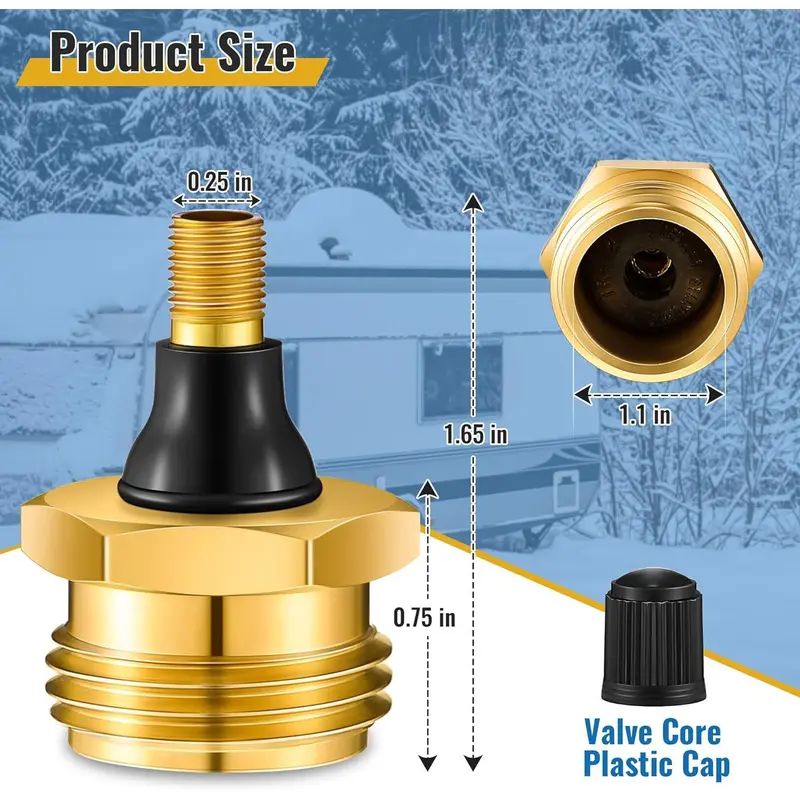 2-Pcs Brass RV Blow Out Plugs with Drain Valve❄️