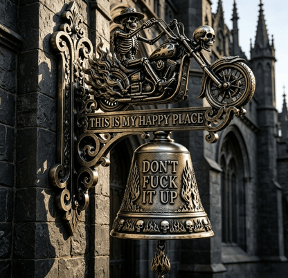 🔥HOT SALE 49% OFF🐉🔔Skull Dragon Rider Bell – “This Is My Happy Place” Wall Bell✨