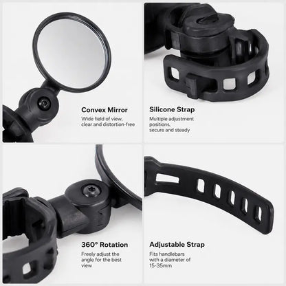 Multi-Angle Adjustable Bicycle Handlebar Convex Rearview Mirror（2Pcs）