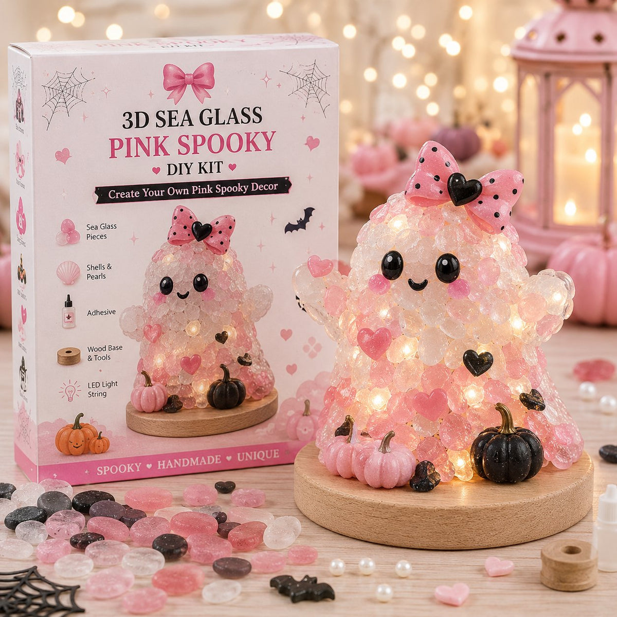 💯⏳49% OFF – 🎃 Beginner-Friendly DIY Lighted Sea Glass Halloween Character Kit Collection | Complete Kit with Sea Glass Pieces, LED Lights & Step-by-Step Guide Included 💕