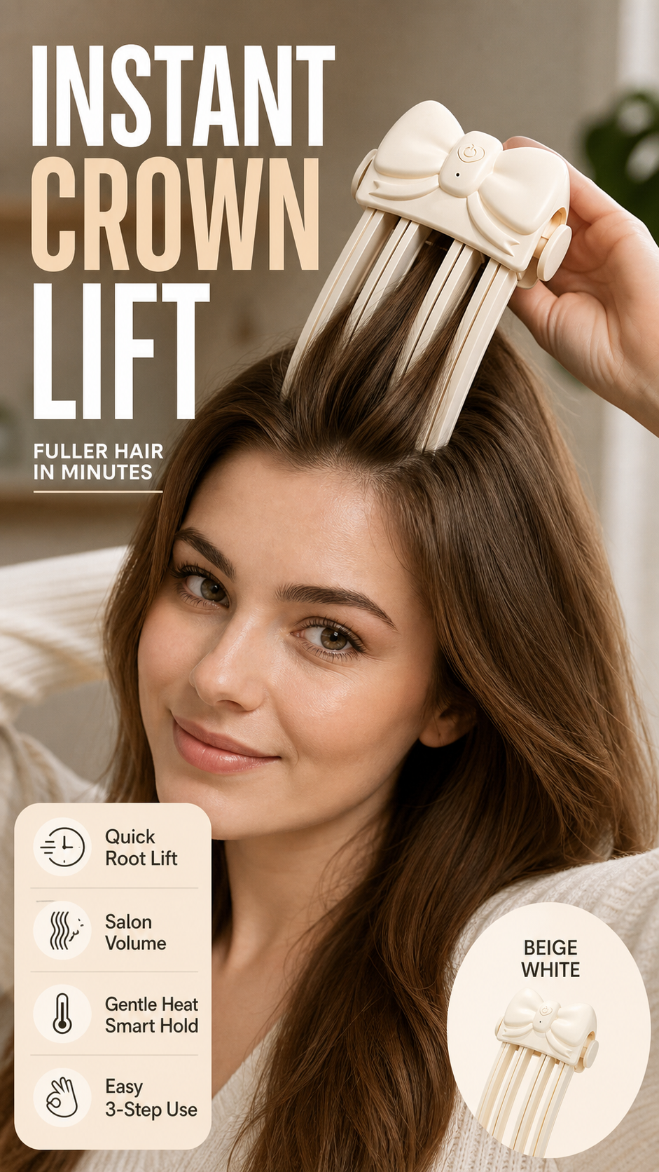 ⏰Wireless Heated Volumizing Root Lift Clip - Salon Crown Volume Styling Tool for Fine Flat Hair