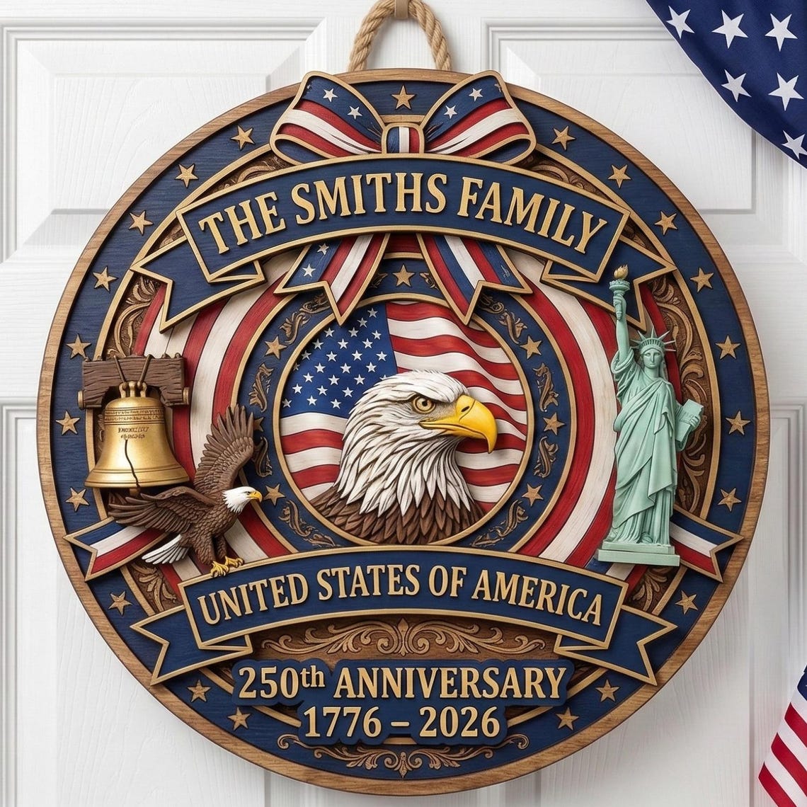 🎖️ USA 250th Anniversary Wooden Wall Sign – “A Nation’s Legacy, A Family’s Pride”