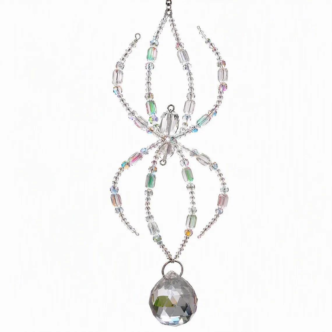 Gothic Crystal Spider Web Suncatcher - Handcrafted Witchy Window Prism & Hanging Rainbow Catcher