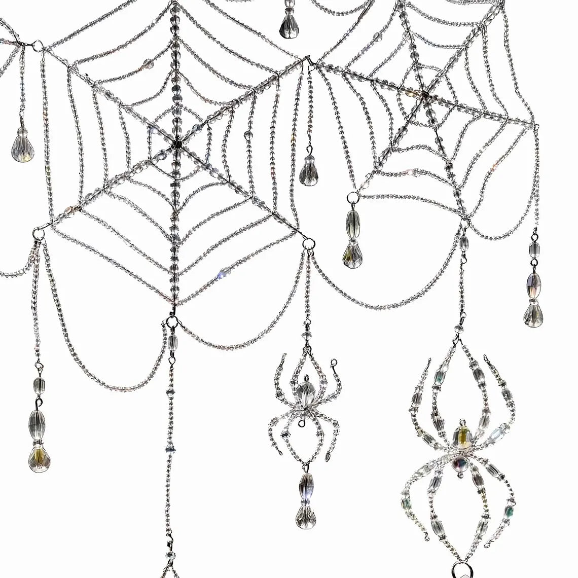 Gothic Crystal Spider Web Suncatcher - Handcrafted Witchy Window Prism & Hanging Rainbow Catcher