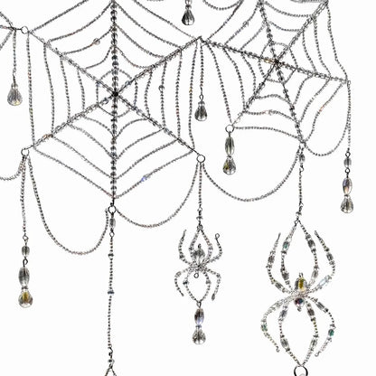 Gothic Crystal Spider Web Suncatcher - Handcrafted Witchy Window Prism & Hanging Rainbow Catcher