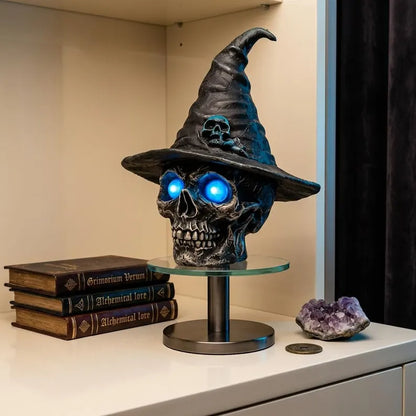 💀 Awaken the Shadows! Gothic Glowing Skull Witch Desktop Ornament 🧙‍♀️
