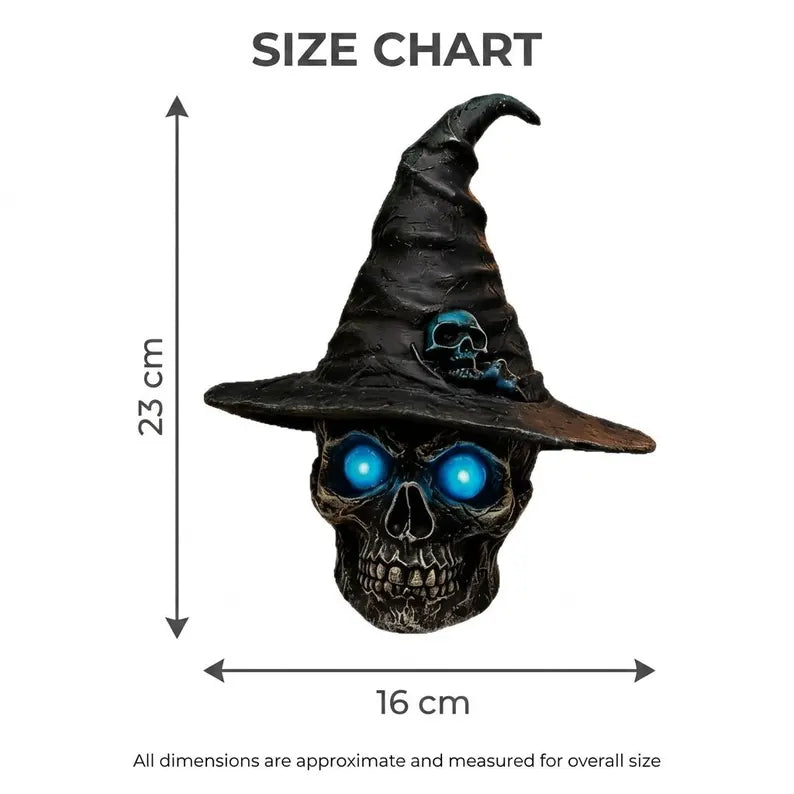 💀 Awaken the Shadows! Gothic Glowing Skull Witch Desktop Ornament 🧙‍♀️