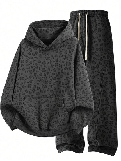 Unisex Leopard Print 2-Piece Set – Oversized Hoodie & Wide-Leg Pants 🐆🔥