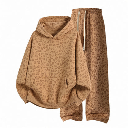 Unisex Leopard Print 2-Piece Set – Oversized Hoodie & Wide-Leg Pants 🐆🔥