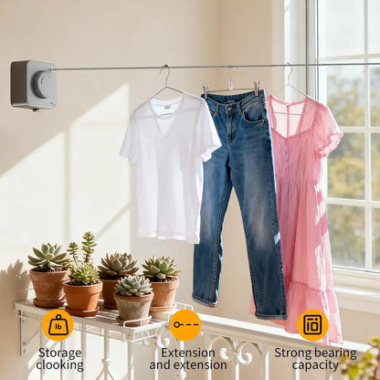 🧺 Retractable Stainless Steel Clothesline – Dry More, Save Space