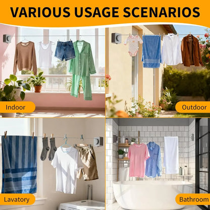 🧺 Retractable Stainless Steel Clothesline – Dry More, Save Space