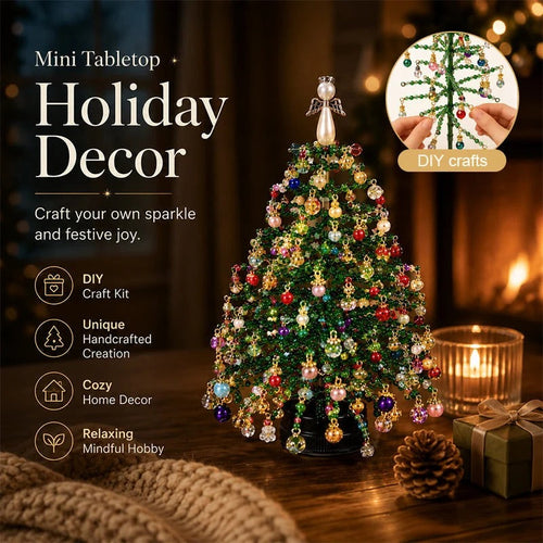 🎄✨Handmade Elegant Beaded Mini Christmas Tree | Collectible Premium Holiday Decor Kit