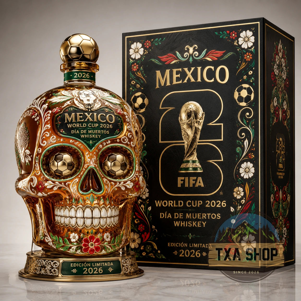 ⚽🇲🇽Mexico 2026 Día de Muertos Whiskey Bottle