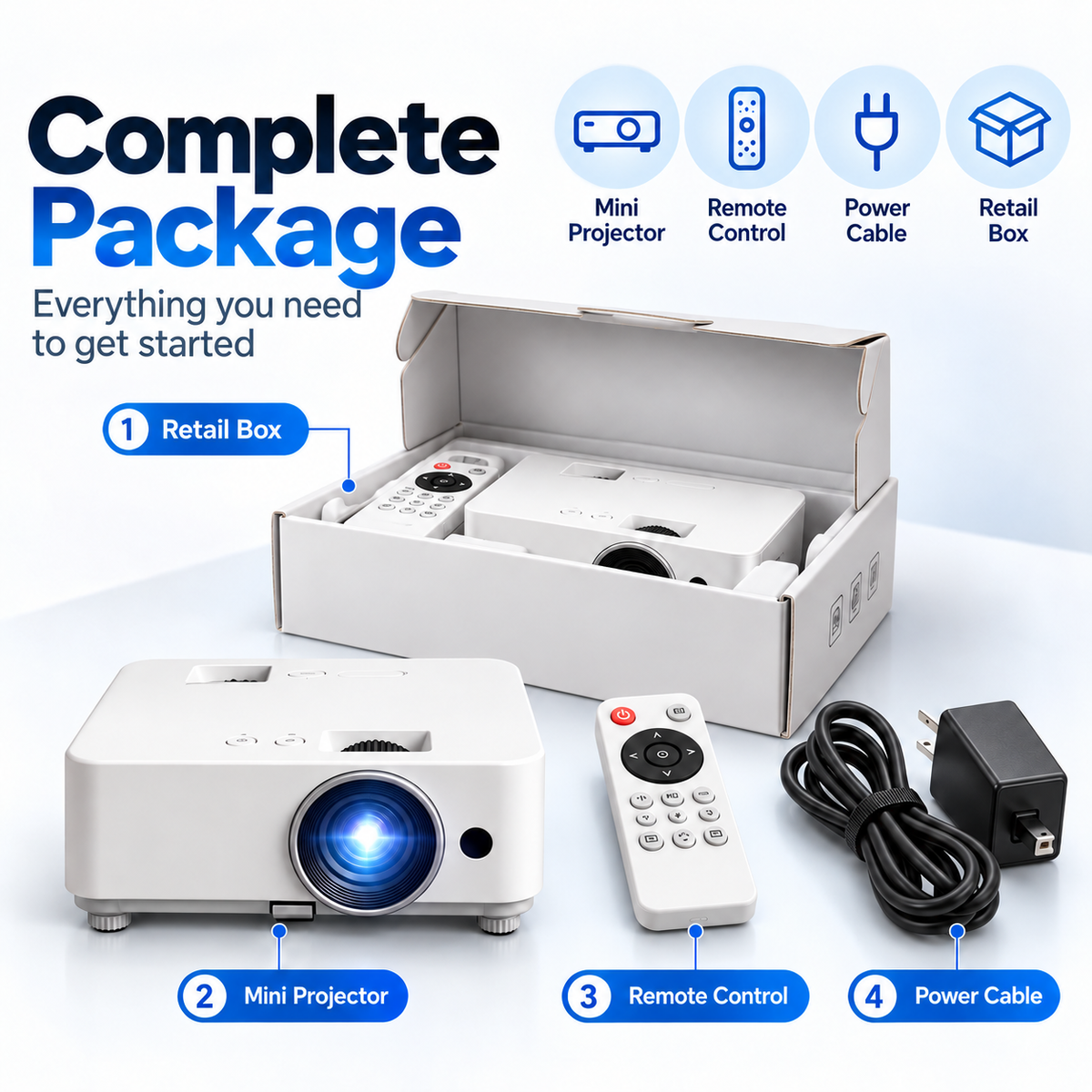 📽️ Portable Mini Projector – Up to 100″ Big-Screen Viewing with Remote Control