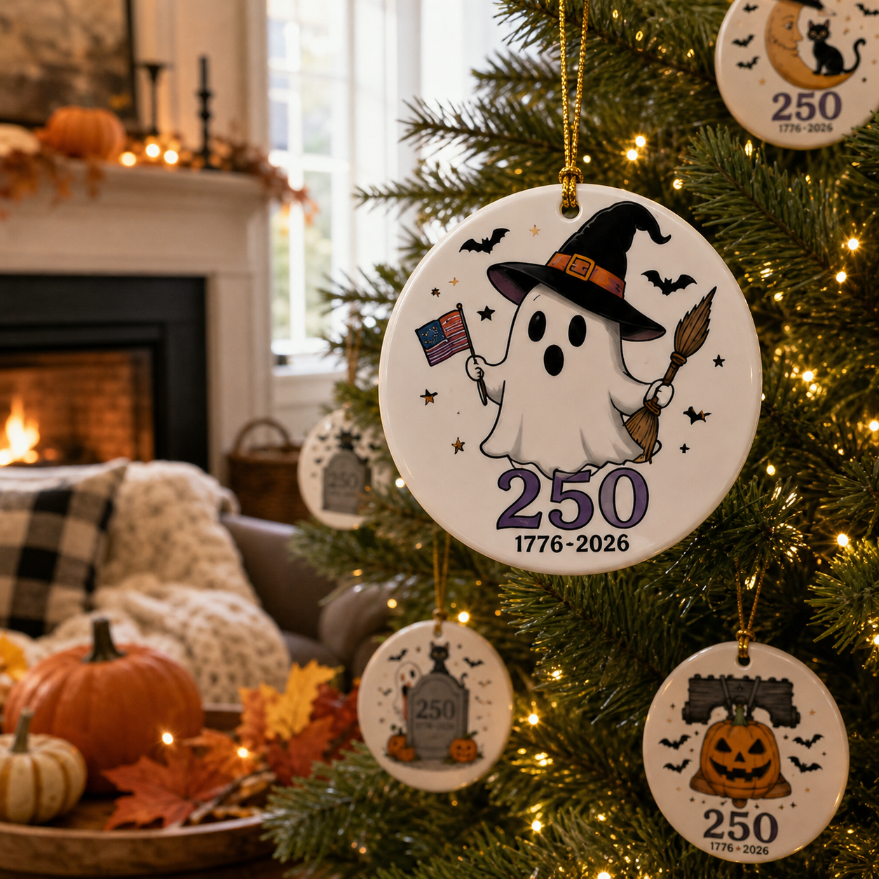 🎃🇺🇸 Halloween 250th Anniversary Ornament Collection – Celebrate America's 250th with a Spooky Twist