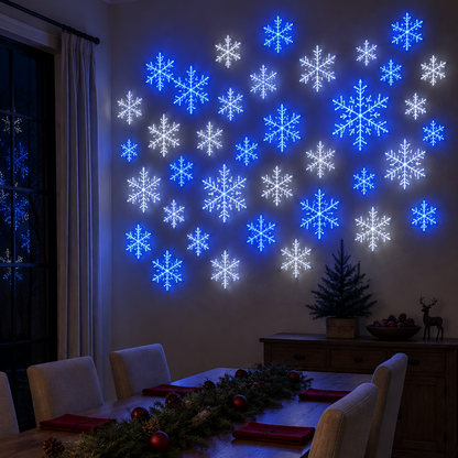 🎄 Christmas Sale 49% OFF❄️LED Snowflake Wall Light Set – Remote-Controlled Christmas Winter Decor