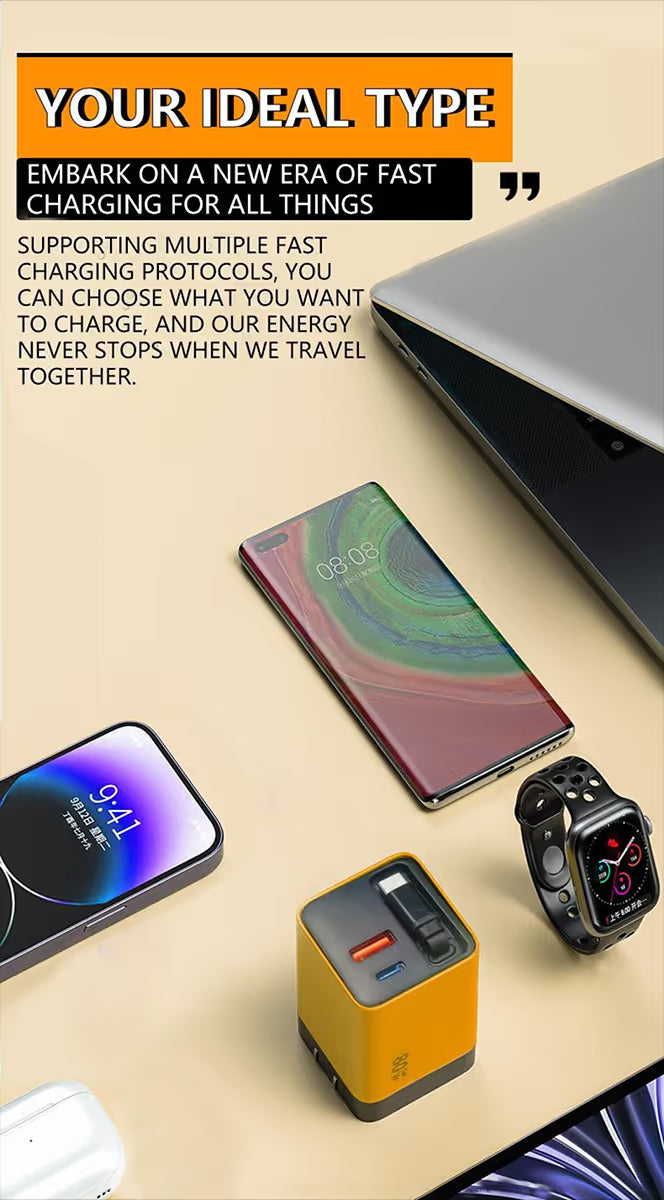 💡3 in 1 Charger Retractable 80W MAX Fast