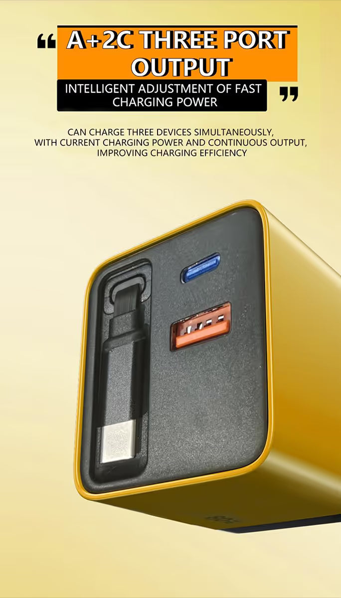 💡3 in 1 Charger Retractable 80W MAX Fast