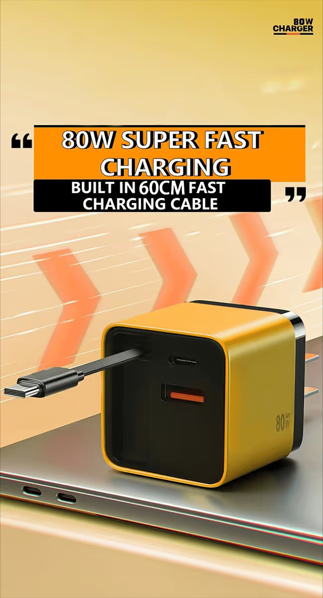 💡3 in 1 Charger Retractable 80W MAX Fast