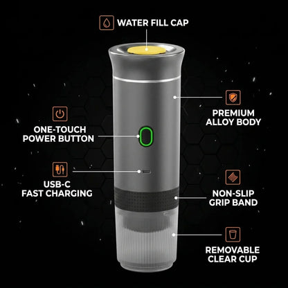 Portable Espresso Coffee Maker – 15-Bar Rechargeable Travel Coffee Machine