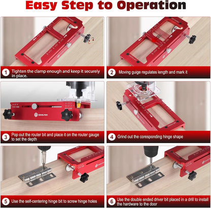 Door Hinge Cut Out Tool for Door & Cabinet Hinges, Fits 2.5\" to 5\" Hinges with 1/4\" & 5/8\" Radius & Square Corner Tools