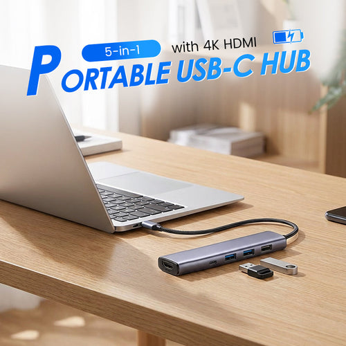 ⏳Limited-time 50% off⏰Portable 5-in-1 USB-C Hub with 4K HDMI Output📱➡️📺