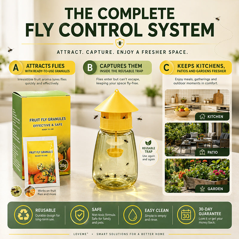🪰 Indoor & Outdoor Fly Trap – Help Reduce Flies Around Kitchens, Patios & Yards 🌿Send one vial of yellow fruit fly spray
