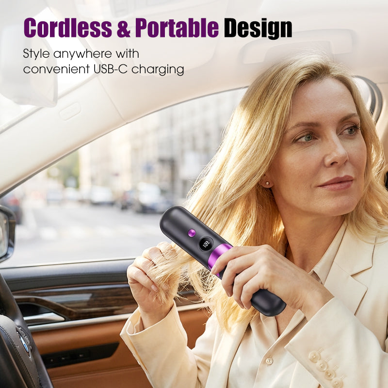 Cordless portable hair straightener comb