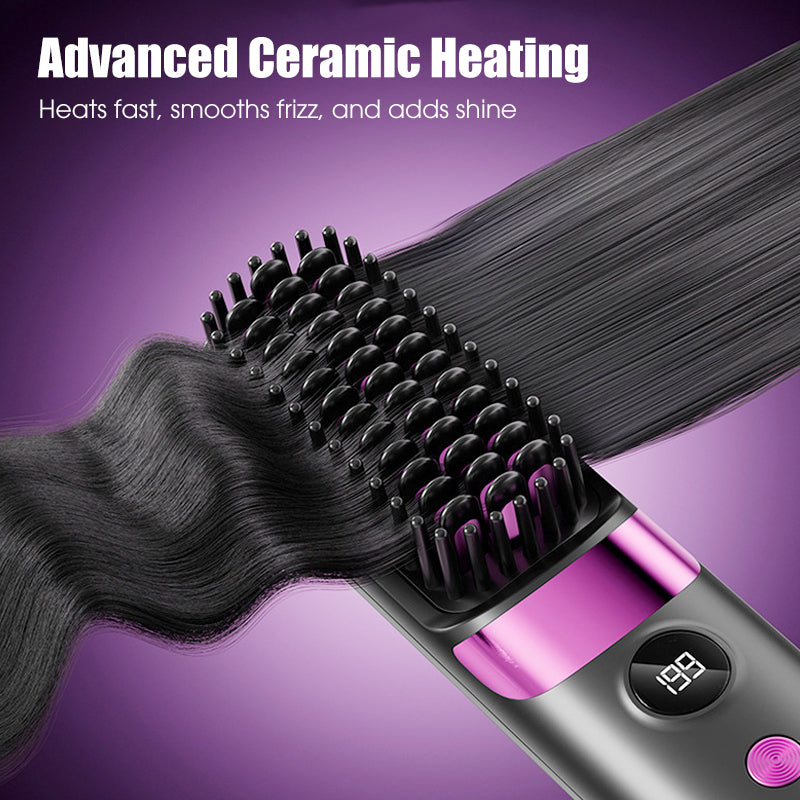 Ceramic heating hair straightener comb