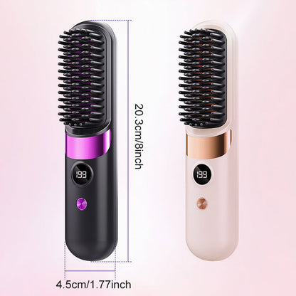 ⏳⏰Last 4 hours Sale💇‍♀️3-in-1 Cordless Hair Straightener Comb – USB rechargeable, adjustable temperature, anti-scald teeth, portable travel design. Women daily hair styling essential!