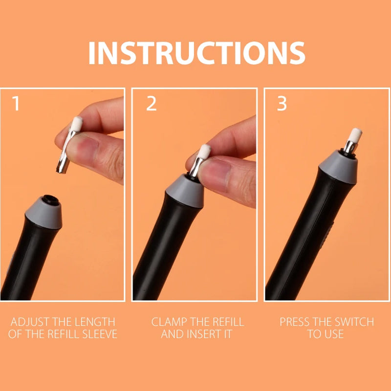 ✏️ Electric Eraser Pen Kit – Precision Erasing For Sketching, Drawing & Highlights 🎨