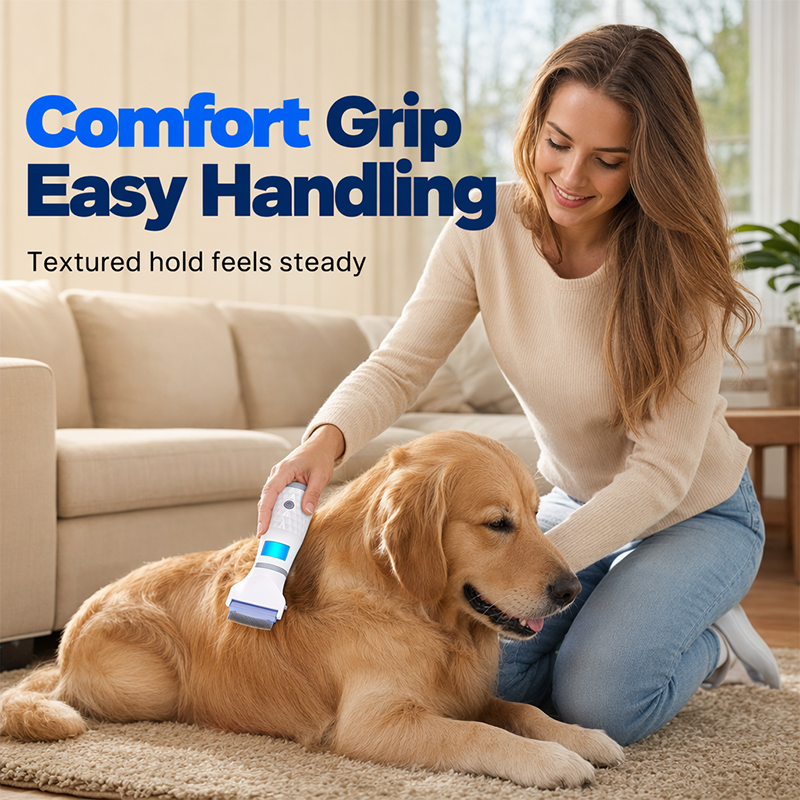 🐾 Electric Pet Flea Comb With Suction – Low-Mess Home Grooming Tool ✨