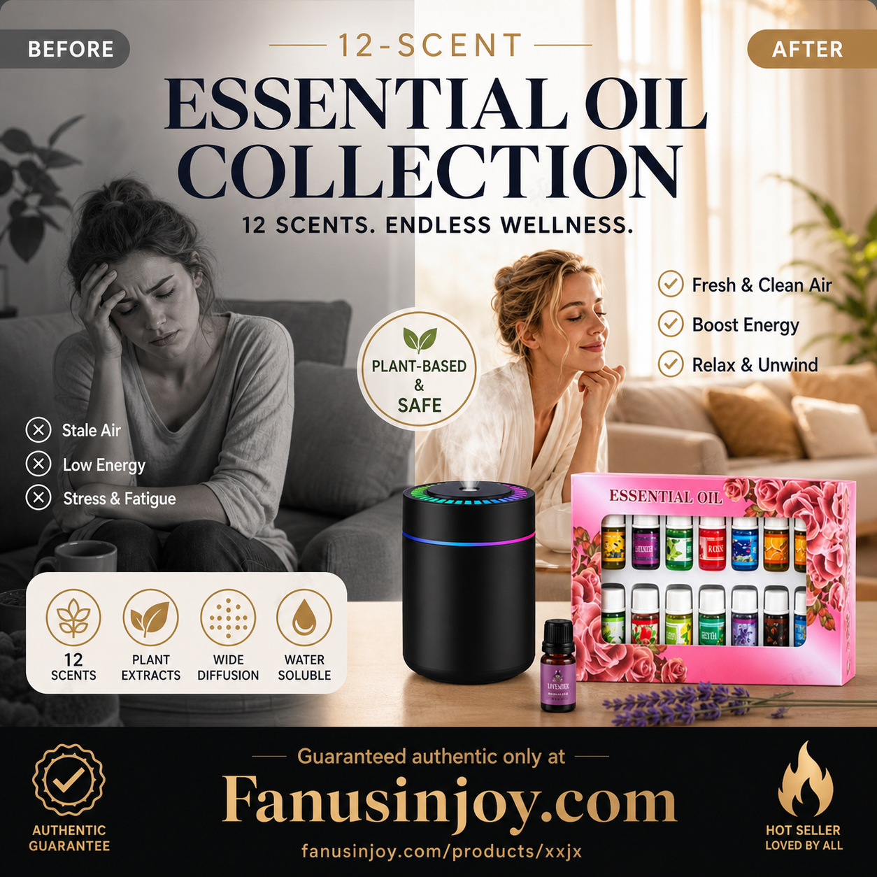 🔥Beperkte tijd 55% korting! 🎁🌺De frisse geur tilt je humeur op! 🌷12-delige set wateroplosbare etherische oliën