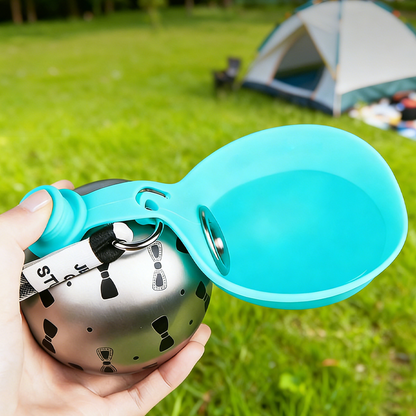 🐕 Foldable Dog Water Bottle with Built-in Bowl – Leak-Proof Portable Pet Water Dispenser for Walking, Hiking & Travel, 550ml BPA-Free 🌿✨