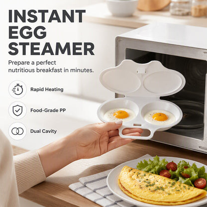 🥳2026 HOT SALE🥳💞50K+ SOLD! 🥗🎁 50% OFF! Microwave Egg Poacher——Dual‑cavity, non‑stick & easy clean. Healthier than frying – stock up & save! 🏠✅✨