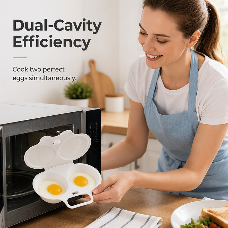 🥳2026 HOT SALE🥳💞50K+ SOLD! 🥗🎁 50% OFF! Microwave Egg Poacher——Dual‑cavity, non‑stick & easy clean. Healthier than frying – stock up & save! 🏠✅✨