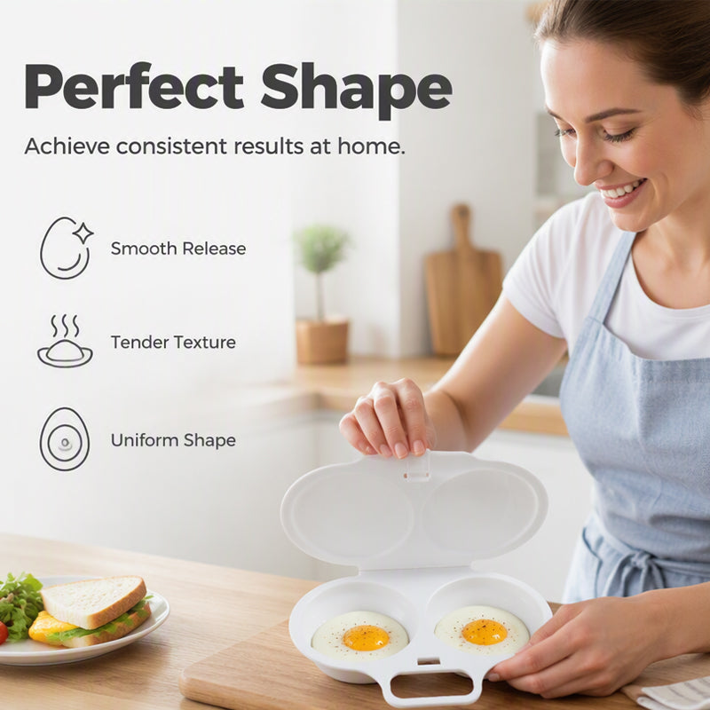 🥳2026 HOT SALE🥳💞50K+ SOLD! 🥗🎁 50% OFF! Microwave Egg Poacher——Dual‑cavity, non‑stick & easy clean. Healthier than frying – stock up & save! 🏠✅✨