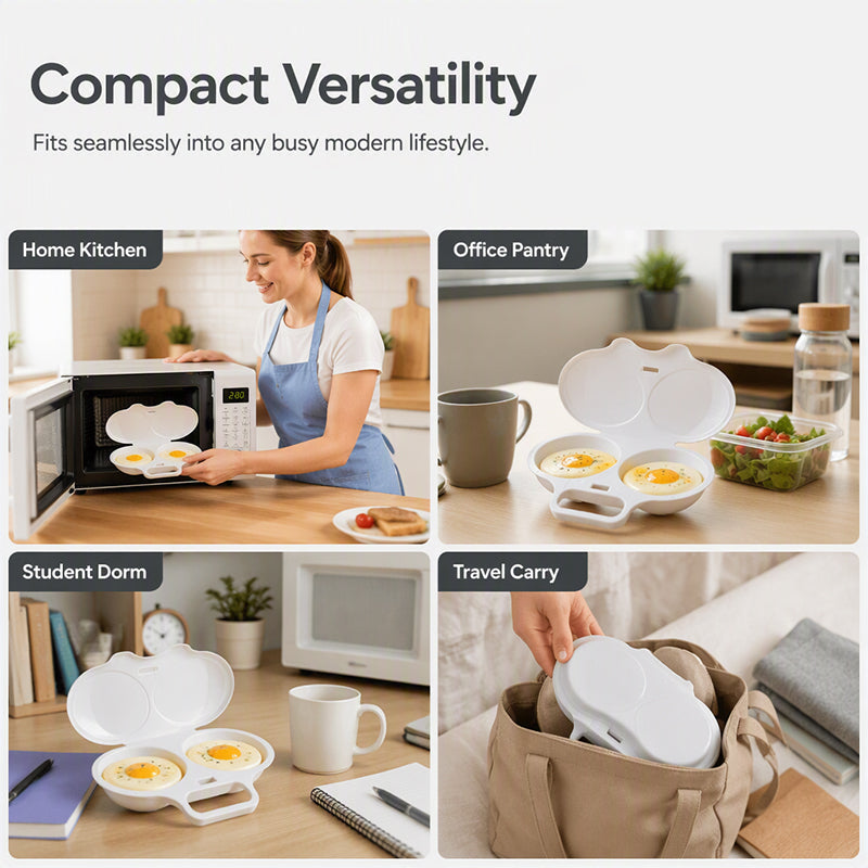 🥳2026 HOT SALE🥳💞50K+ SOLD! 🥗🎁 50% OFF! Microwave Egg Poacher——Dual‑cavity, non‑stick & easy clean. Healthier than frying – stock up & save! 🏠✅✨