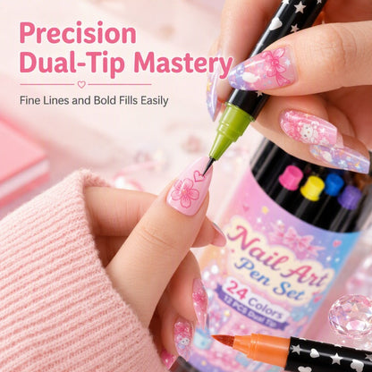 📢📢50% OFF !!⏰️ 24 Colors Dual Ended Nail Art Pens Set