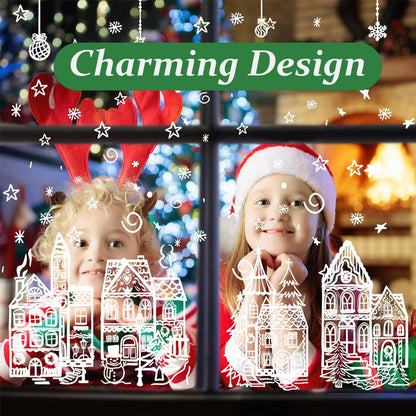 🎄 Christmas Village Window Sticker Set