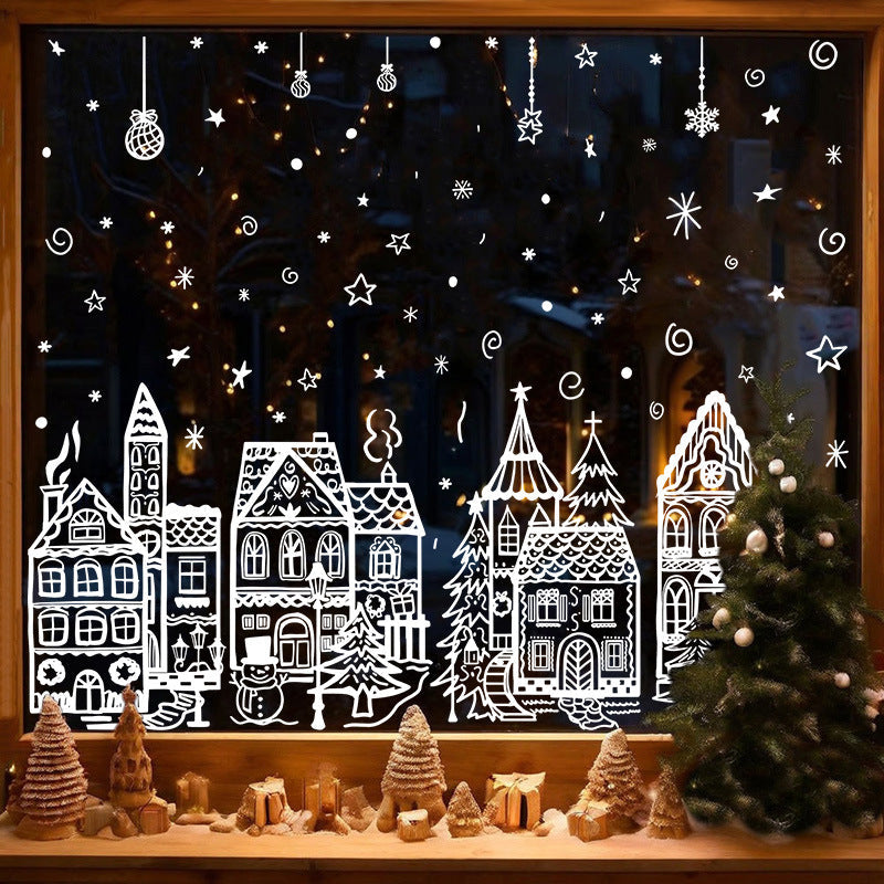 🎄 Christmas Village Window Sticker Set