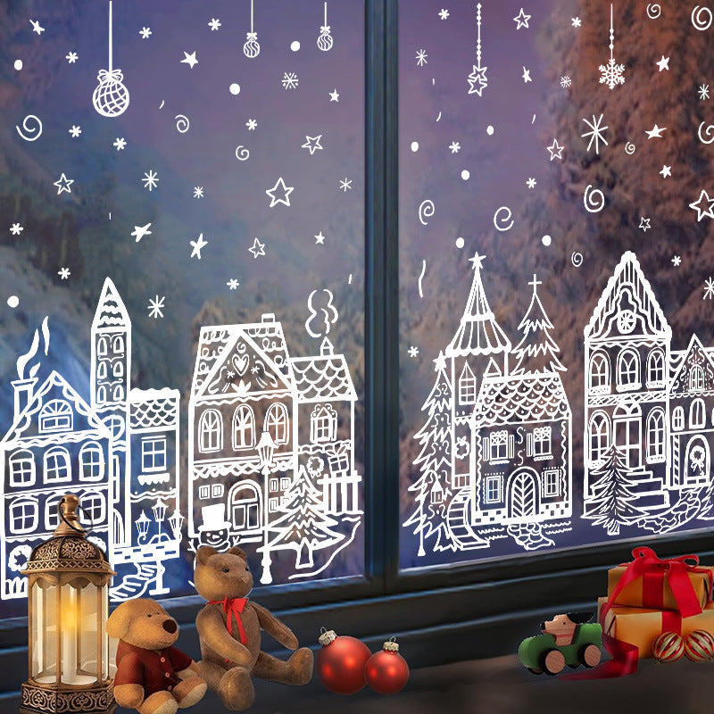 🎄 Christmas Village Window Sticker Set