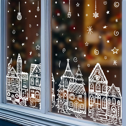 🎄 Christmas Village Window Sticker Set