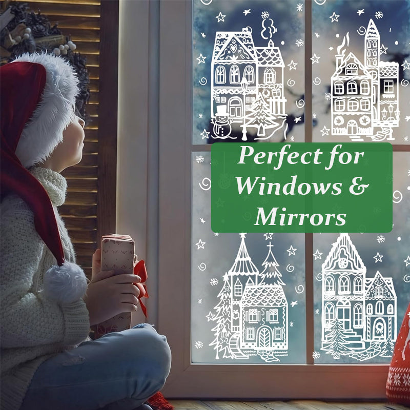 🎄 Christmas Village Window Sticker Set