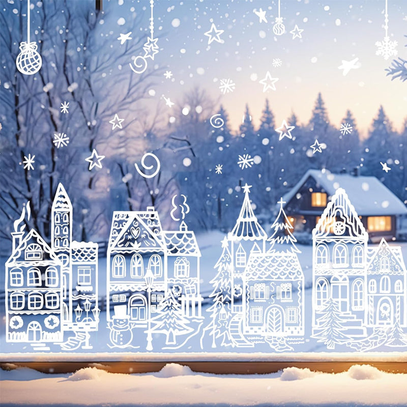 🎄 Christmas Village Window Sticker Set