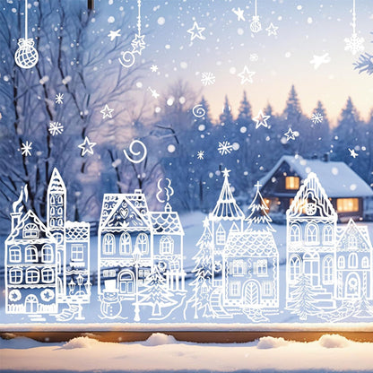 🎄 Christmas Village Window Sticker Set